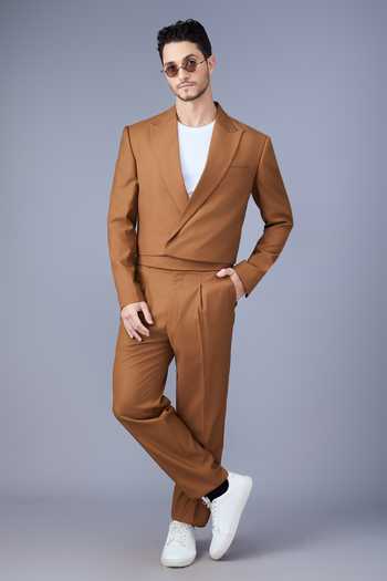 Varoin Marwah_Brown Suiting Tawny Sovereign Blazer And Pant Set _at_Aza_Fashions