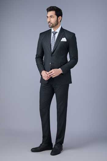 Varoin Marwah Black Suiting Pinstripe Vanguard at Aza Fashions Varoin Marwah_Black Suiting Pinstripe Vanguard _at_Aza_Fashions