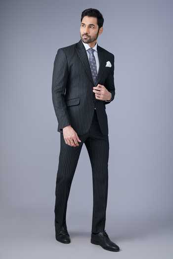 Buy Varoin Marwah Black Suiting Pinstripe Vanguard Buy_Varoin Marwah_Black Suiting Pinstripe Vanguard