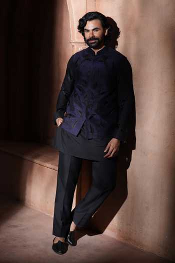 Varoin Marwah Indigo Reverie Nehru Jacket Set 