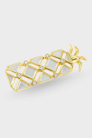 Isharya_White Pino Versatile Mirror Brooch Necklace _Online_at_Aza_Fashions