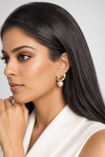 Isharya Yuzu Mirror Pearl Studs 