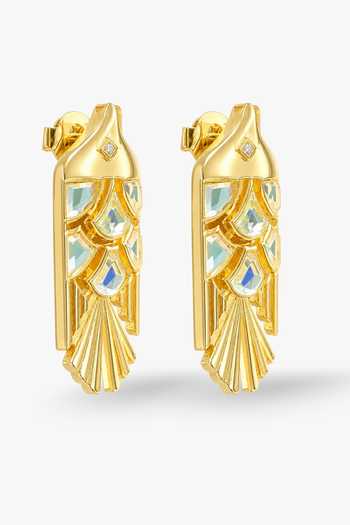 Isharya_White Palma Mirror Statement Danglers _Online_at_Aza_Fashions
