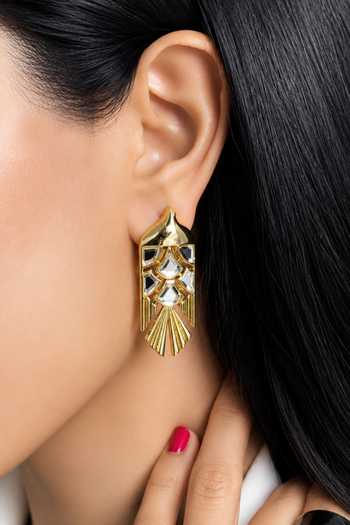 Buy_Isharya_White Palma Mirror Statement Danglers _Online_at_Aza_Fashions