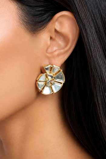 Isharya_White Conch Mirror Statement Studs _Online_at_Aza_Fashions