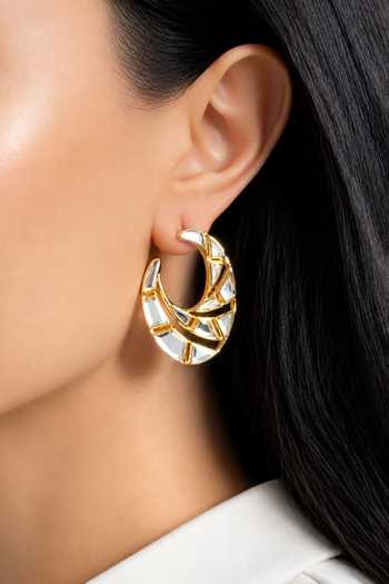 Isharya_White Crema Mirror Stud Earrings _Online_at_Aza_Fashions