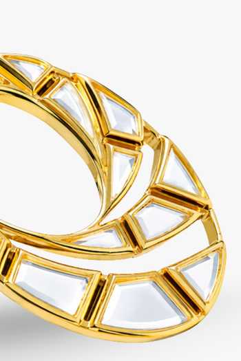 Buy_Isharya_White Crema Mirror Stud Earrings _Online_at_Aza_Fashions