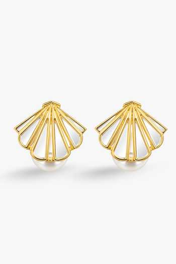 Isharya Feni Pearl Mirror Work Earrings 