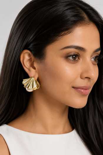Isharya Feni Pearl Mirror Work Earrings 