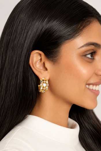 Isharya Deco Mirror Statement Hoop Earrings 