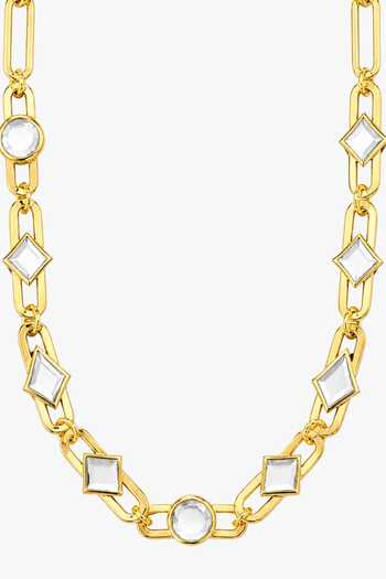 Isharya_Gold Plated Cherie Mirror Choker Necklace _Online_at_Aza_Fashions