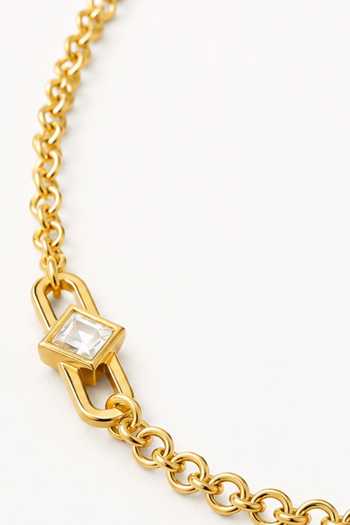 Isharya_Gold Plated Customisable Chainmail Mirror Necklace _Online_at_Aza_Fashions