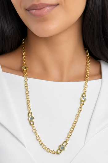 Buy_Isharya_Gold Plated Customisable Chainmail Mirror Necklace _Online_at_Aza_Fashions