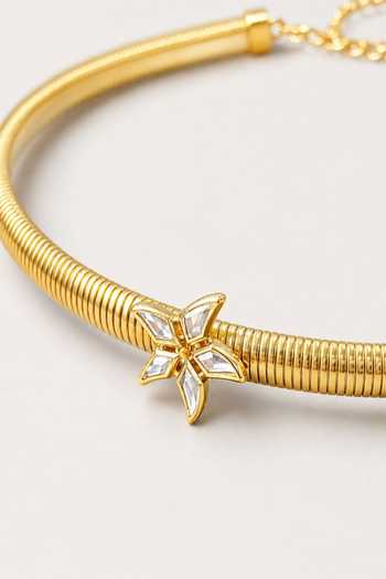 Isharya_Gold Plated Stari Mirror Choker Necklace _Online_at_Aza_Fashions
