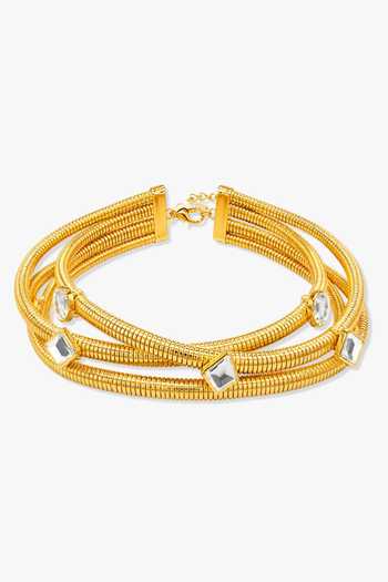 Buy_Isharya_Gold Plated Geo Statement Mirror Choker _Online_at_Aza_Fashions
