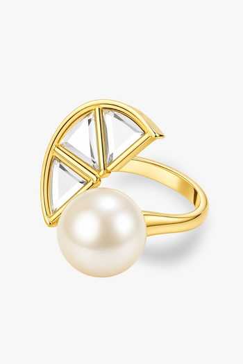 Isharya_White Melon Pearl Mirror Ring _Online_at_Aza_Fashions