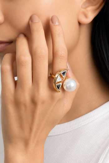 Isharya Melon Pearl Mirror Ring 