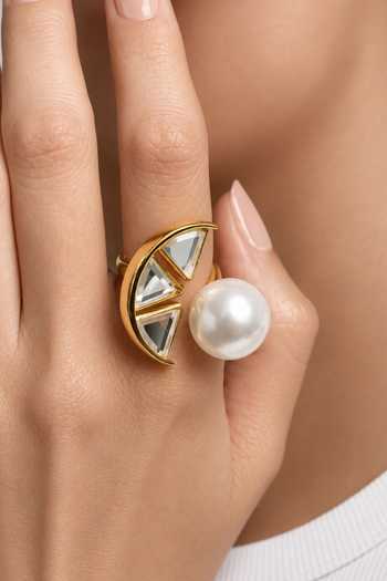 Buy_Isharya_White Melon Pearl Mirror Ring _Online_at_Aza_Fashions
