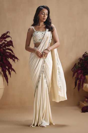 Niamh By Kriti Hand Embellished Pre-Draped Saree Set