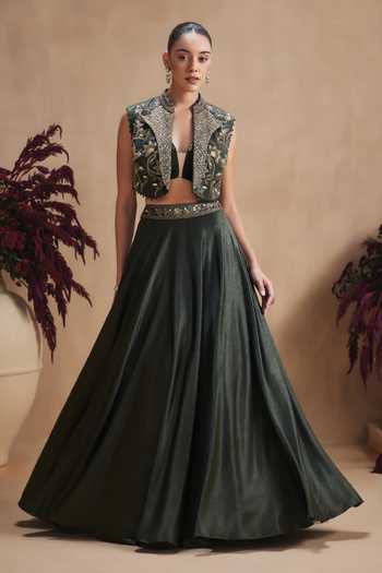 Niamh By Kriti Emerald Regal Jacket Lehenga Set