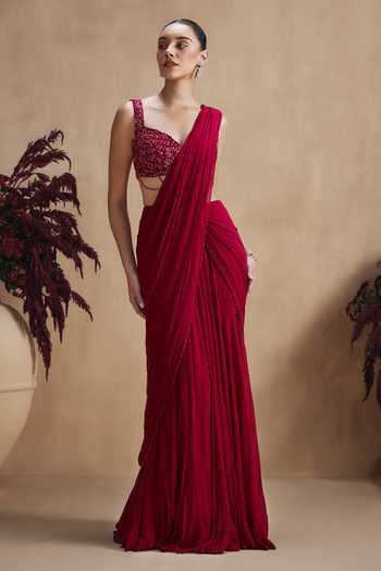 Niamh By Kriti Crimson Radiance Draped Saree Set
