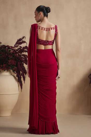 Niamh By Kriti Crimson Radiance Draped Saree Set