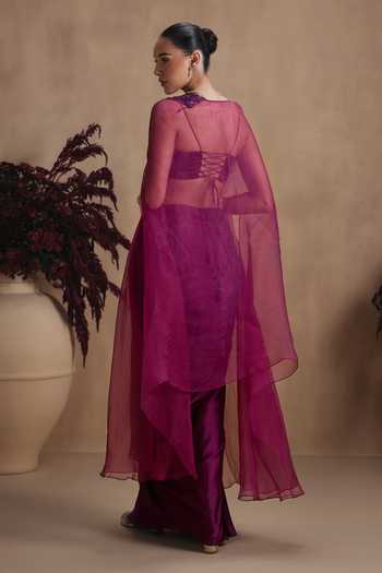 Niamh By Kriti Mulberry Twilight Draped Skirt Set