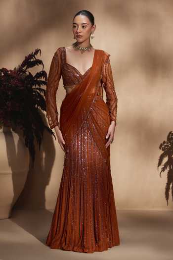 Niamh By Kriti Amber Stardust Lehenga Saree With Blouse