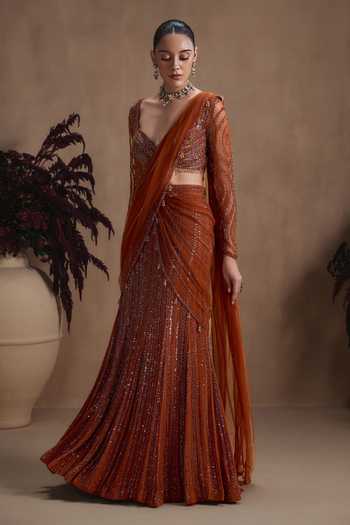Niamh By Kriti Amber Stardust Lehenga Saree With Blouse