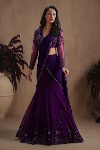 Niamh By Kriti Midnight Amethyst Lehenga Saree Set