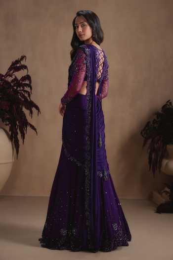 Niamh By Kriti Midnight Amethyst Lehenga Saree Set