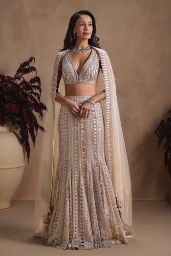 Niamh By Kriti Moonlit Hand Embroidered Fishcut Lehenga Set