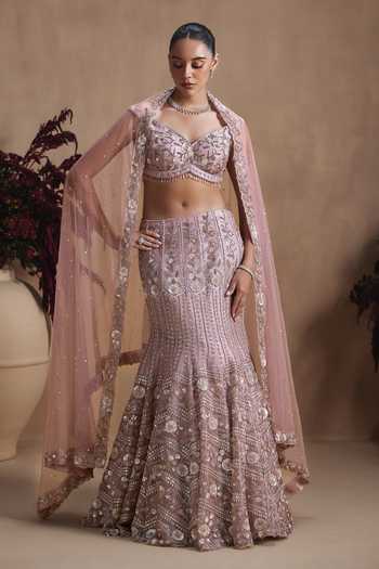 Niamh By Kriti Lavender Haze Embroidered Lehenga Set