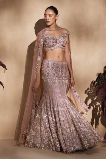Niamh By Kriti Lavender Haze Embroidered Lehenga Set
