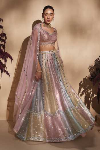 Niamh By Kriti Pastel Prism Embellished Lehenga Set