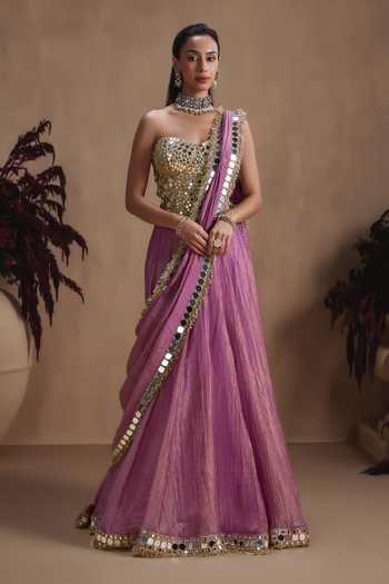 Niamh By Kriti Imperial Violet Lehenga Set