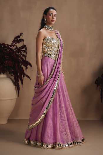 Buy Niamh By Kriti Purple Silk, Satin, Tissue Embroidery, Sequins, Imperial Violet Lehenga Set Online at Aza Fashions Buy_Niamh By Kriti_Purple Silk, Satin, Tissue Embroidery, Sequins, Imperial Violet Lehenga Set _Online_at_Aza_Fashions