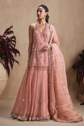 Niamh By Kriti Mirror Work Kurta Lehenga Set 
