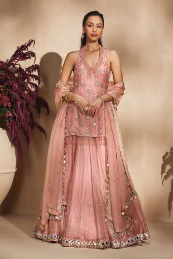 Niamh By Kriti Mirror Work Kurta Lehenga Set 