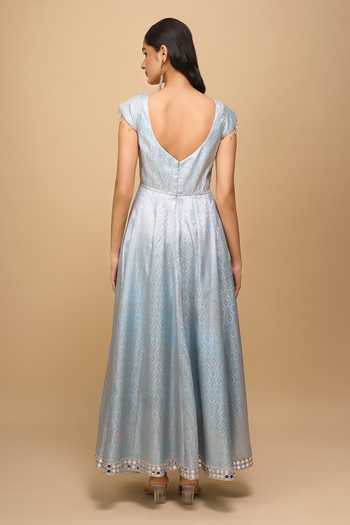 Samyukta Singhania Ice-Blue Brocade Anarkali Dress 