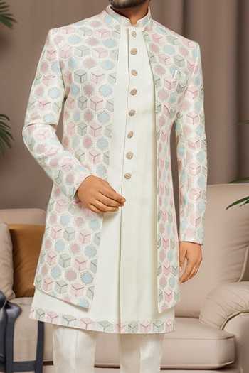 Buy Arihant Rai Sinha Off White Silk, Faux Leather Sequins, Embroidery Sherwani Kurta Set Online at Aza Fashions Buy_Arihant Rai Sinha_Off White Silk, Faux Leather Sequins, Embroidery Sherwani Kurta Set _Online_at_Aza_Fashions