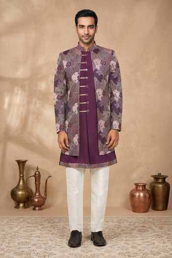 Buy Arihant Rai Sinha Cream Silk Sequins, Embroidery Abstract Sherwani Pant Set Online at Aza Fashions Buy_Arihant Rai Sinha_Cream Silk Sequins, Embroidery Abstract Sherwani Pant Set _Online_at_Aza_Fashions