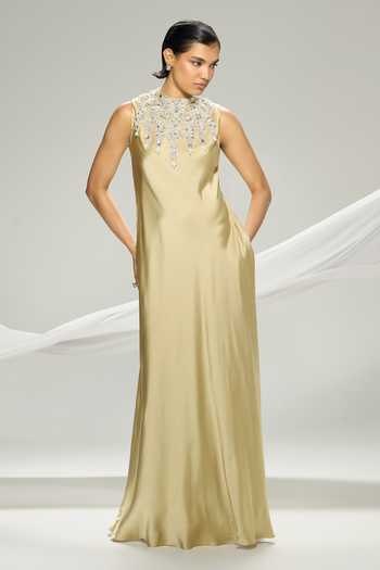 Dilnaz Ashley Pure Silk Chamoise Embellished Gown