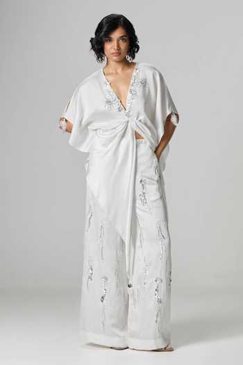 Dilnaz Disco Sequin Embroidered Flared Trouser 