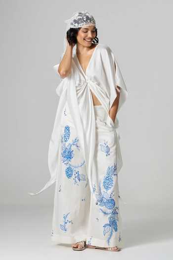 Dilnaz Lazuli Floral Print Flared Pant 