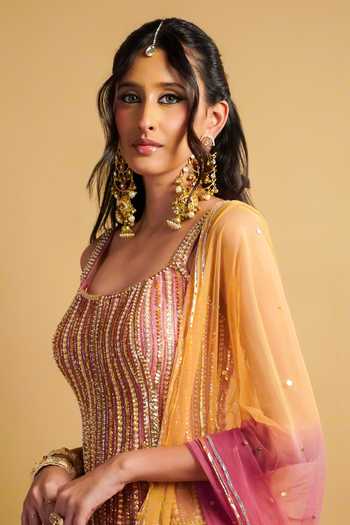 Buy_RAYASHA KHAN_Multi Color Tissue, Silk, Net Crystals, Noore Embroidered Corset Palazzo Set 