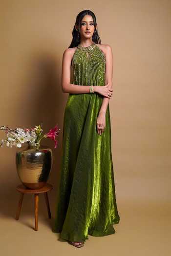 RAYASHA KHAN Aster Halter Neck Gown 