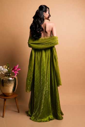RAYASHA KHAN Aster Embroidered Gown With Dupatta 