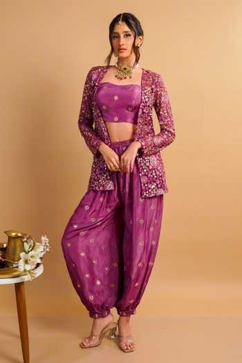 RAYASHA KHAN Veya Embroidered Jacket Balloon Pant Set 