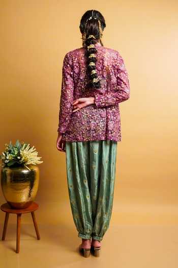 RAYASHA KHAN Lueur Embroidered Short Jacket & Balloon Pant Set 